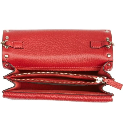 Shop Valentino Rockstud Leather Pouch Wallet On A Chain In Rossa