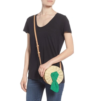 Shop Pamela Munson Paige Woven Rattan Crossbody Bag - Beige In Palm