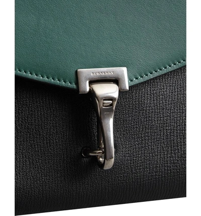 Shop Burberry Small Macken Colorblock Leather Crossbody Bag - Green In Sea Green/ Black