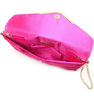 Shop Nina Embroidery Envelope Clutch Bag - Pink In Magenta