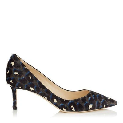 Shop Jimmy Choo Romy 60 Pop Blue Mix Leopard Print Pony Pointed Toe Pumps