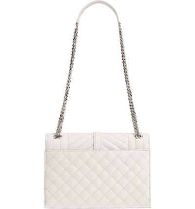 Shop Saint Laurent Medium Cassandra Calfskin Shoulder Bag - White In Icy White/ Icy White