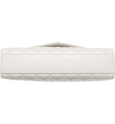 Shop Saint Laurent Medium Cassandra Calfskin Shoulder Bag - White In Icy White/ Icy White