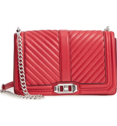 Shop Rebecca Minkoff 'chevron Quilted Love' Crossbody Bag - Red In Scarlet