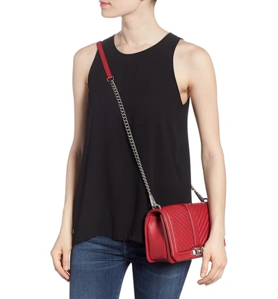 Shop Rebecca Minkoff 'chevron Quilted Love' Crossbody Bag - Red In Scarlet