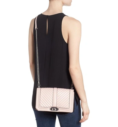 Shop Rebecca Minkoff 'chevron Quilted Love' Crossbody Bag - Pink In Peony