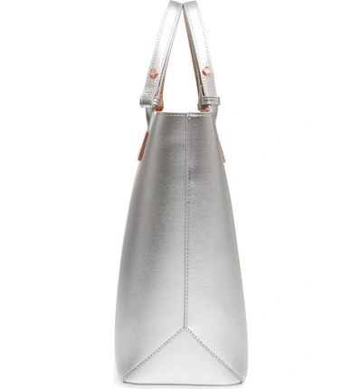 Shop Ted Baker Adjustable Handle Leather Tote - Metallic In Silver