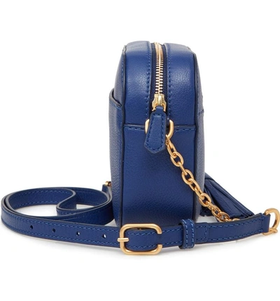 Shop Tory Burch Mcgraw Leather Camera Bag - Blue In Bright Indigo