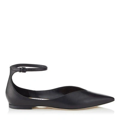 Shop Jimmy Choo Sonia Flat Black Calf Leather Pointy Toe Flats