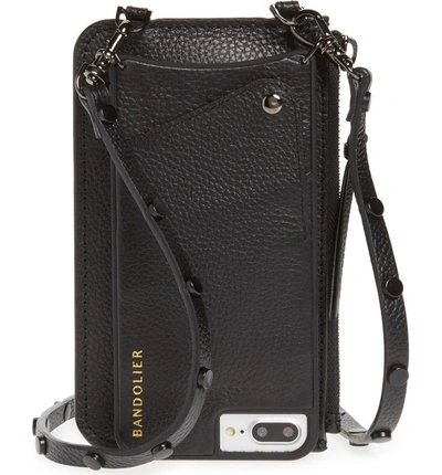 Shop Bandolier Jane Leather Iphone 7/8 & 7/8 Plus Crossbody Case In Black/ Pewter