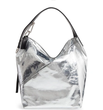 Shop Proenza Schouler Medium Metallic Leather Hobo Bag - Metallic In Silver
