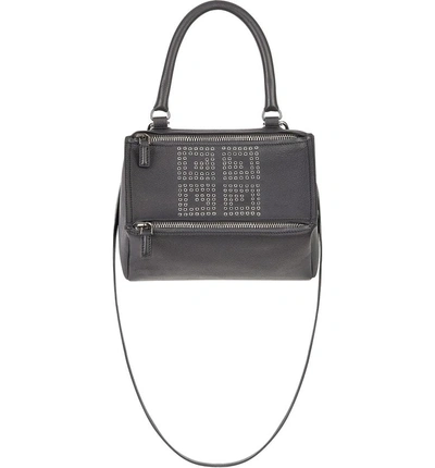 Shop Givenchy Small Pandora Logo Leather Satchel - Black