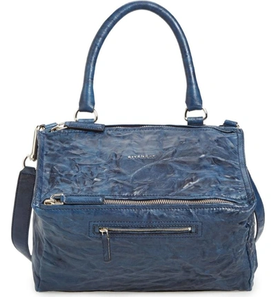 Shop Givenchy 'medium Pepe Pandora' Leather Satchel - Blue In Night Blue