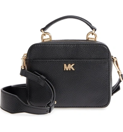 Shop Michael Michael Kors Mott Pebbled Leather Crossbody Bg - Black