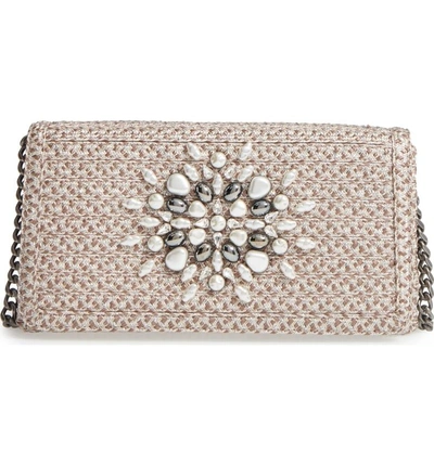 Shop Eric Javits Devi Embellished Clutch - Grey In Taupe Glow
