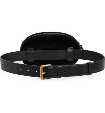 Shop Gucci Small Gg Marmont 2.0 Velvet Belt Bag In Nero