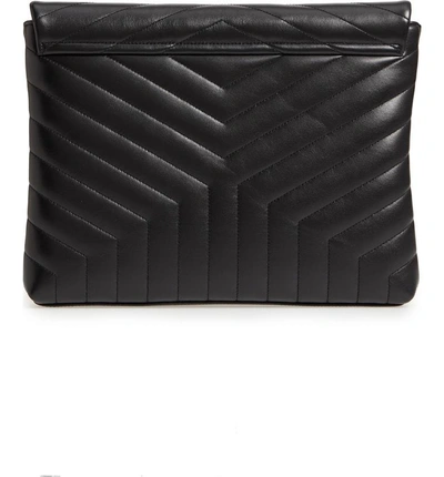 Shop Saint Laurent Large Loulou Matelasse Leather Pouch In Black