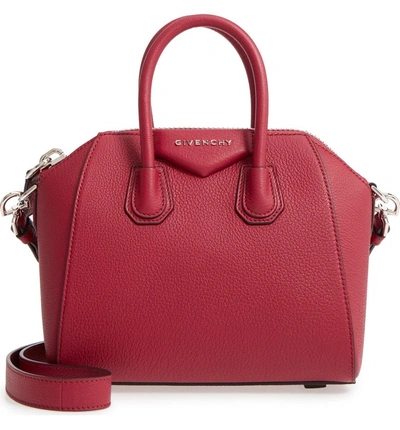 Shop Givenchy 'mini Antigona' Sugar Leather Satchel - Pink In Fig Pink