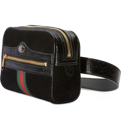 Shop Gucci Small Ophidia Suede Belt Bag In Nero/ Nero/ Vert Red Vert