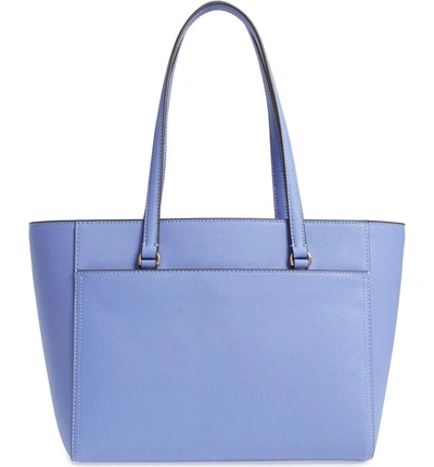 Shop Tory Burch Small Robinson Leather Tote In Bow Blue