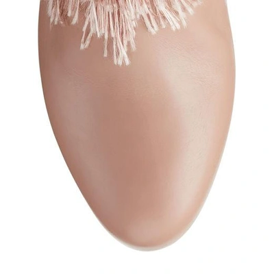 Shop Jimmy Choo Magalie 65 Ballet Pink Calf Leather Knee High Booties With Fringe Detailing