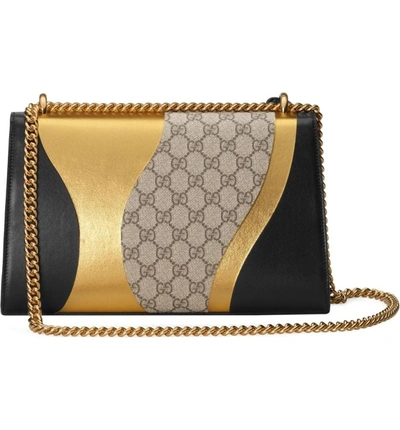 Shop Gucci Medium Padlock Gg Supreme Canvas & Leather Shoulder Bag - None In Nero/oro Vecchio