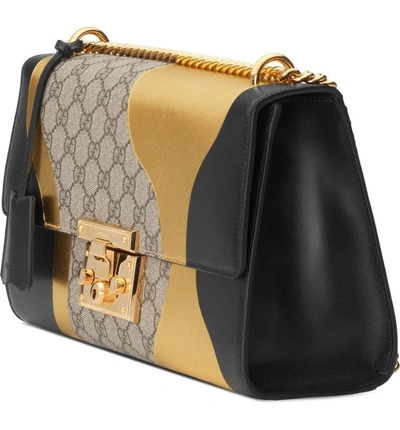 Shop Gucci Medium Padlock Gg Supreme Canvas & Leather Shoulder Bag - None In Nero/oro Vecchio