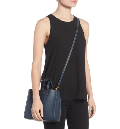 Shop Marc Jacobs The Grind Mini Colorblock Leather Tote - Blue In Blue Sea