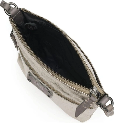 Shop Frye Ivy Metallic Nylon Crossbody Bag - Grey In Pewter