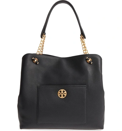 Shop Tory Burch Chelsea Slouchy Leather Tote - Black In Black Core