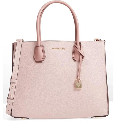 Shop Michael Michael Kors Large Mercer Leather Tote - Pink In Soft Pink