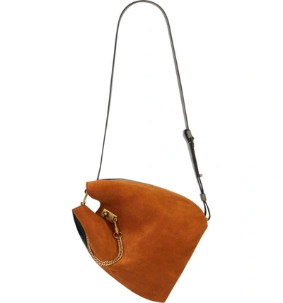 Shop Givenchy Medium Gv Lambskin Bucket Bag - Black In Black/ Chestnut