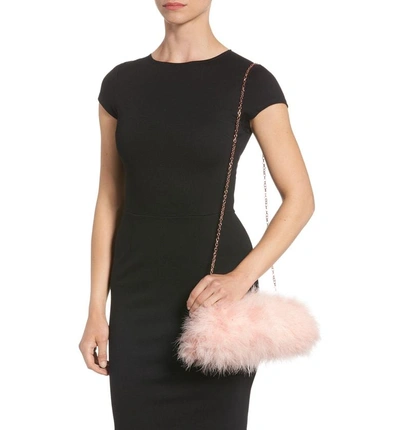 Shop Ted Baker Loop Bow Feather Evening Bag - Pink In Light Pink