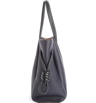 Shop Loewe Flamenco Knot Leather Tote In Midnight Blue/ Black