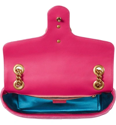 Shop Gucci Medium Gg Marmont 2.0 Matelasse Velvet Shoulder Bag - Pink In Raspberry/ Raspberry Multi