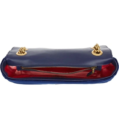 Shop Gucci Medium Gg Marmont 2.0 Matelassé Velvet Shoulder Bag In Cobalt/ Cobalt