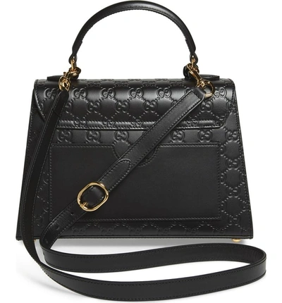 Shop Gucci Small Padlock Top Handle Signature Leather Bag In Nero