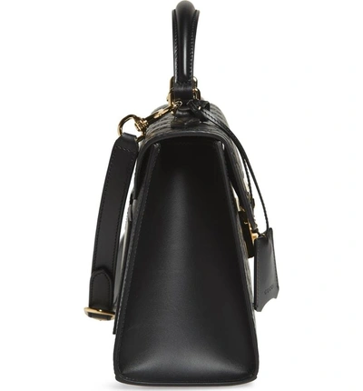 Shop Gucci Small Padlock Top Handle Signature Leather Bag In Nero