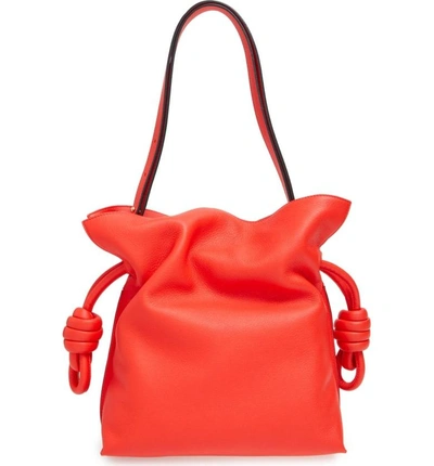 Shop Loewe 'small Flamenco Knot' Calfskin Leather Bag - Red In Primary Red