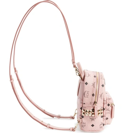 Shop Mcm 'x-mini Stark Side Stud' Convertible Backpack In Soft Pink