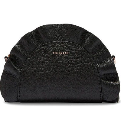 Shop Ted Baker Ruffle Half Moon Leather Crossbody Bag - Black
