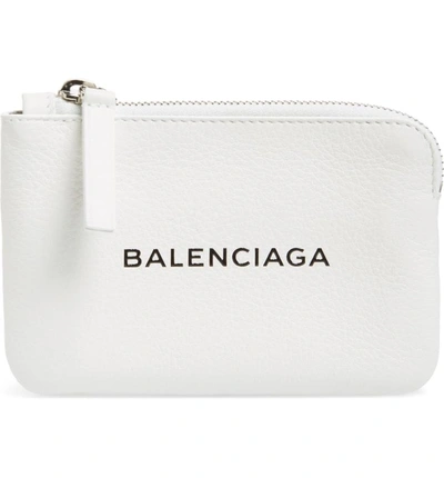 Shop Balenciaga Everyday Leather Pouch - White In Blanc Optique/ Noir
