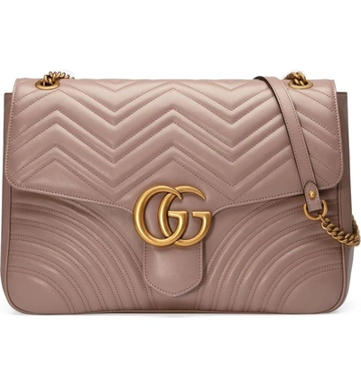 Shop Gucci Large Matelasse Leather Shoulder Bag In Porcelain Rose