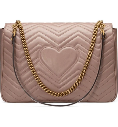Shop Gucci Large Matelasse Leather Shoulder Bag In Porcelain Rose