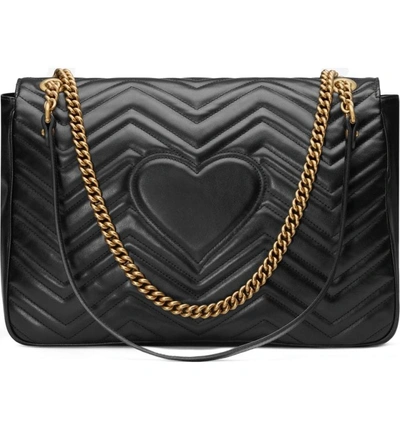 Shop Gucci Large Matelasse Leather Shoulder Bag In Nero