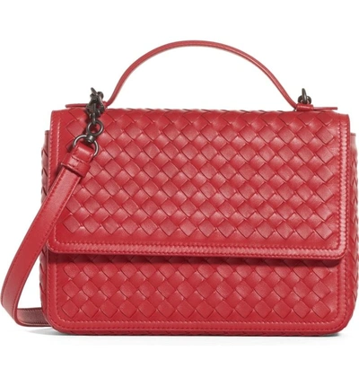 Shop Bottega Veneta Intrecciato Leather Handbag - Red In China Red