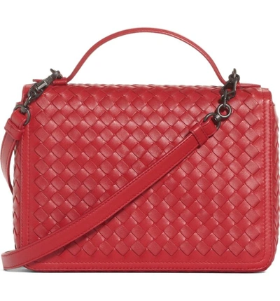 Shop Bottega Veneta Intrecciato Leather Handbag - Red In China Red
