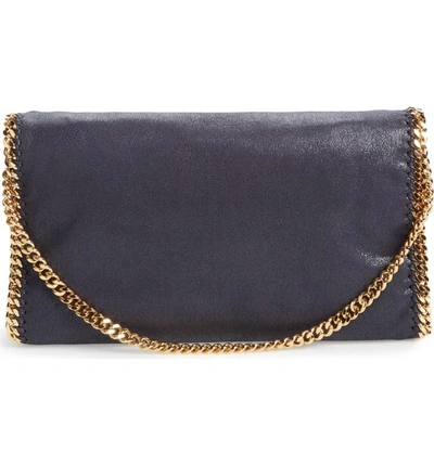 Shop Stella Mccartney 'falabella' Faux Leather Foldover Tote - Blue In Navy With Gold