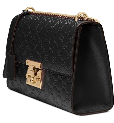 Shop Gucci Medium Padlock Signature Leather Shoulder Bag In Nero