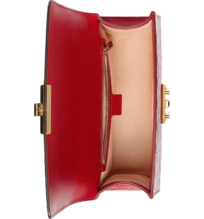 Shop Gucci Medium Padlock Signature Leather Shoulder Bag - Red In Hibiscus Red/ Hibiscus Red